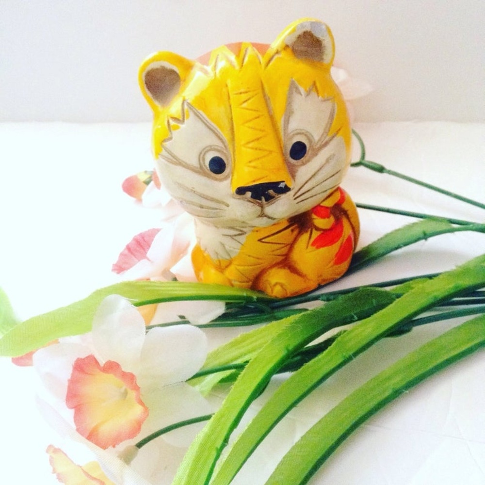 Mid Century Chalkware TIGER - Coin Bank - Mod- Vintage Kitsch